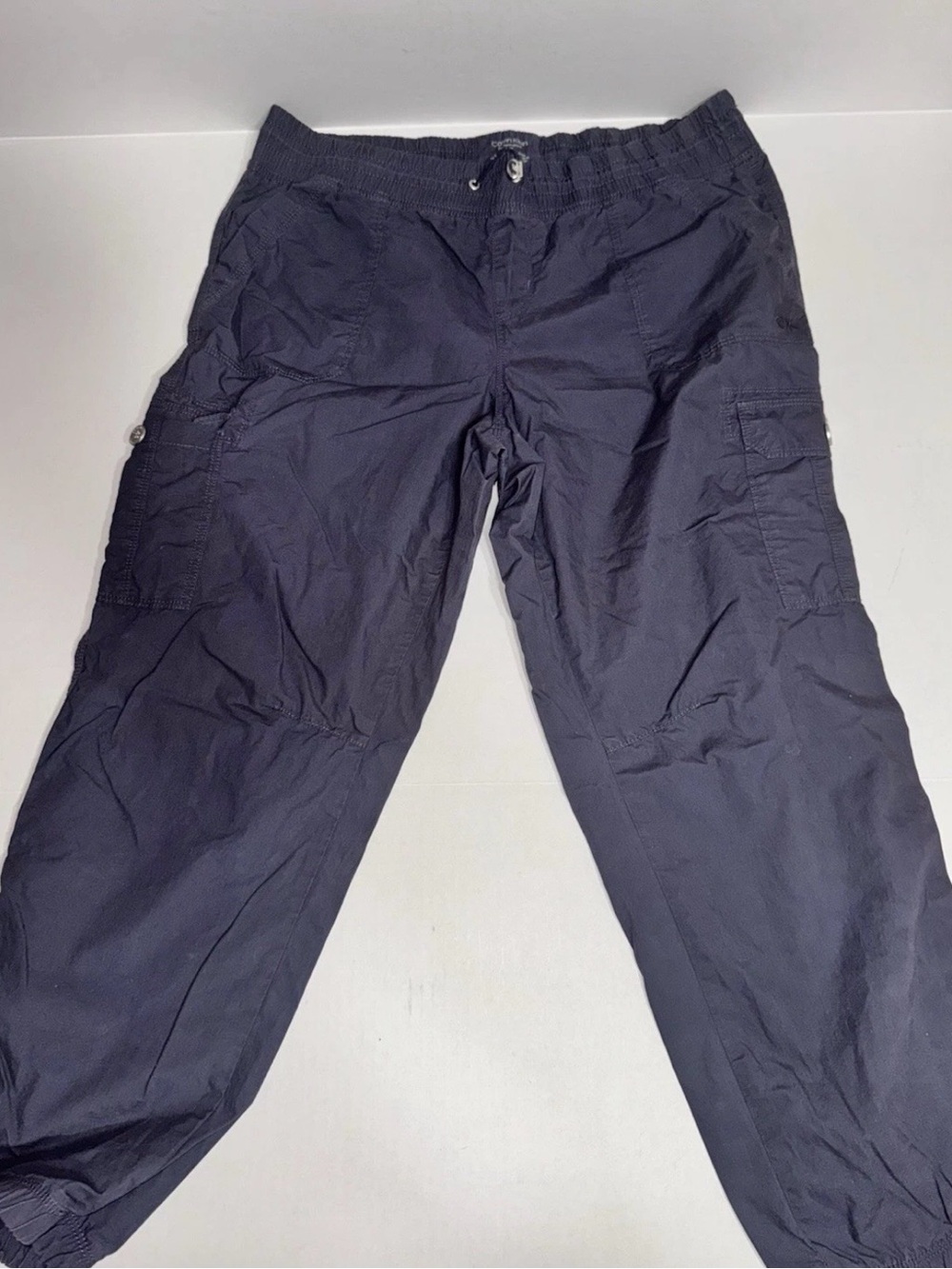 Calvin Klein Dark Gray Cargo Pants Youth Size Large Drawstring Parachute Y2K